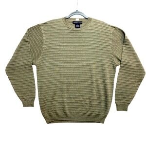 Northern Isles Knit Sweater Mens Large Olive Green Long Sleeve Ribbed Crew Neck